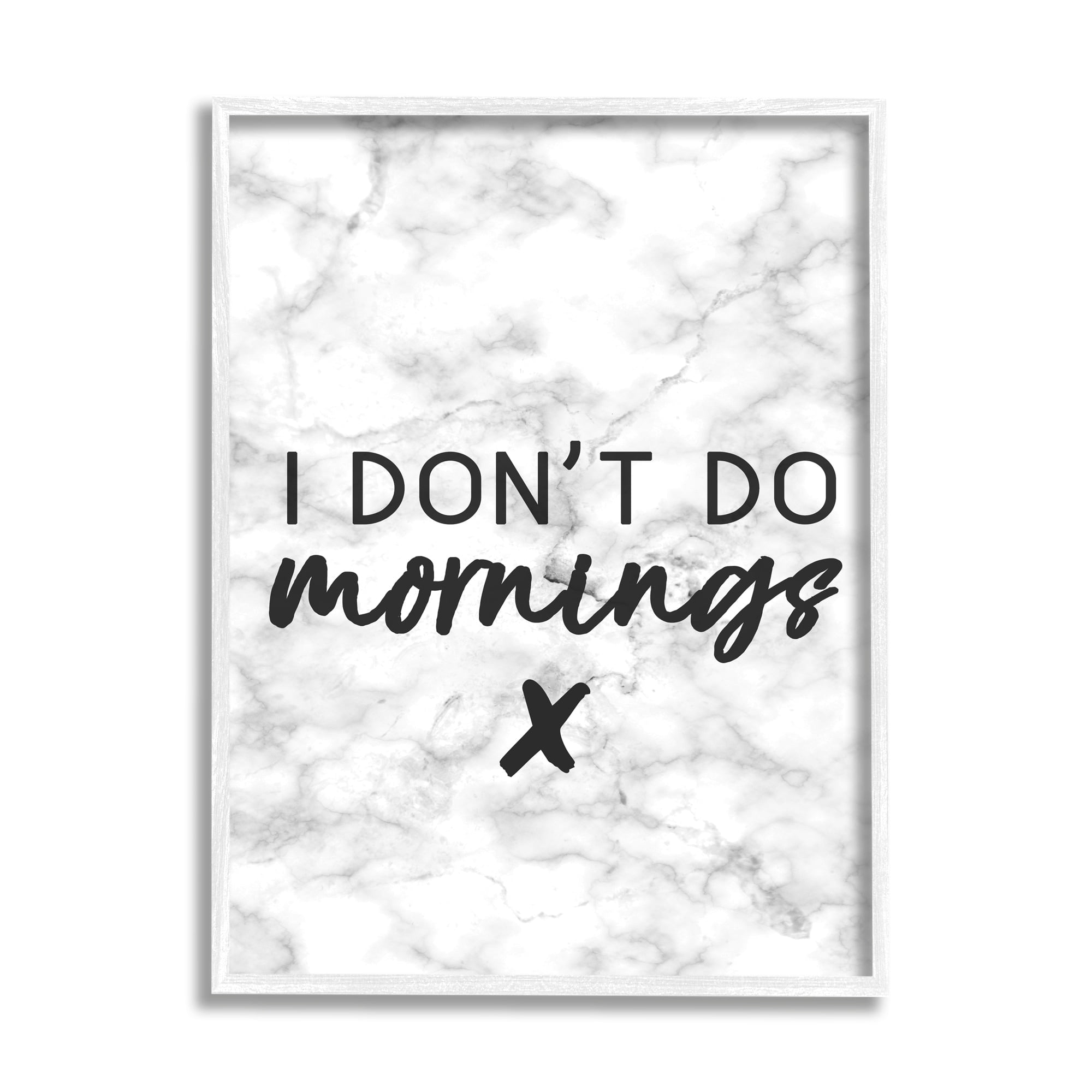 Stupell Industries I Don't Do Mornings Graphic Art White Framed Art Print Wall Art, 16x20, by Daphne Polselli