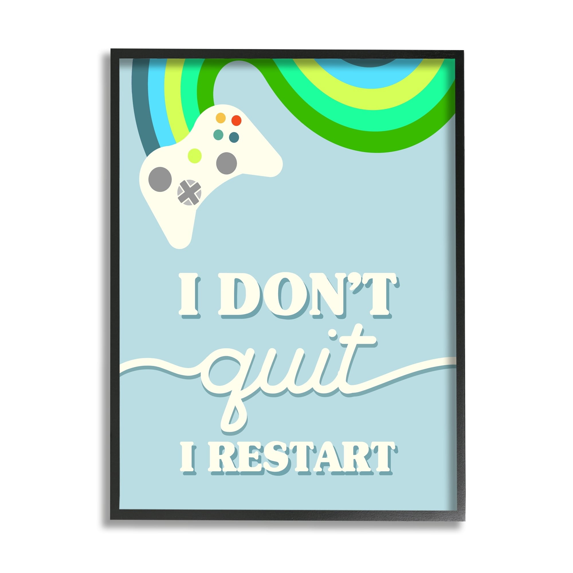 Stupell Industries I Don't Quit I Restart Video Game Phrase, 11 x 14, Design by Daphne Polselli