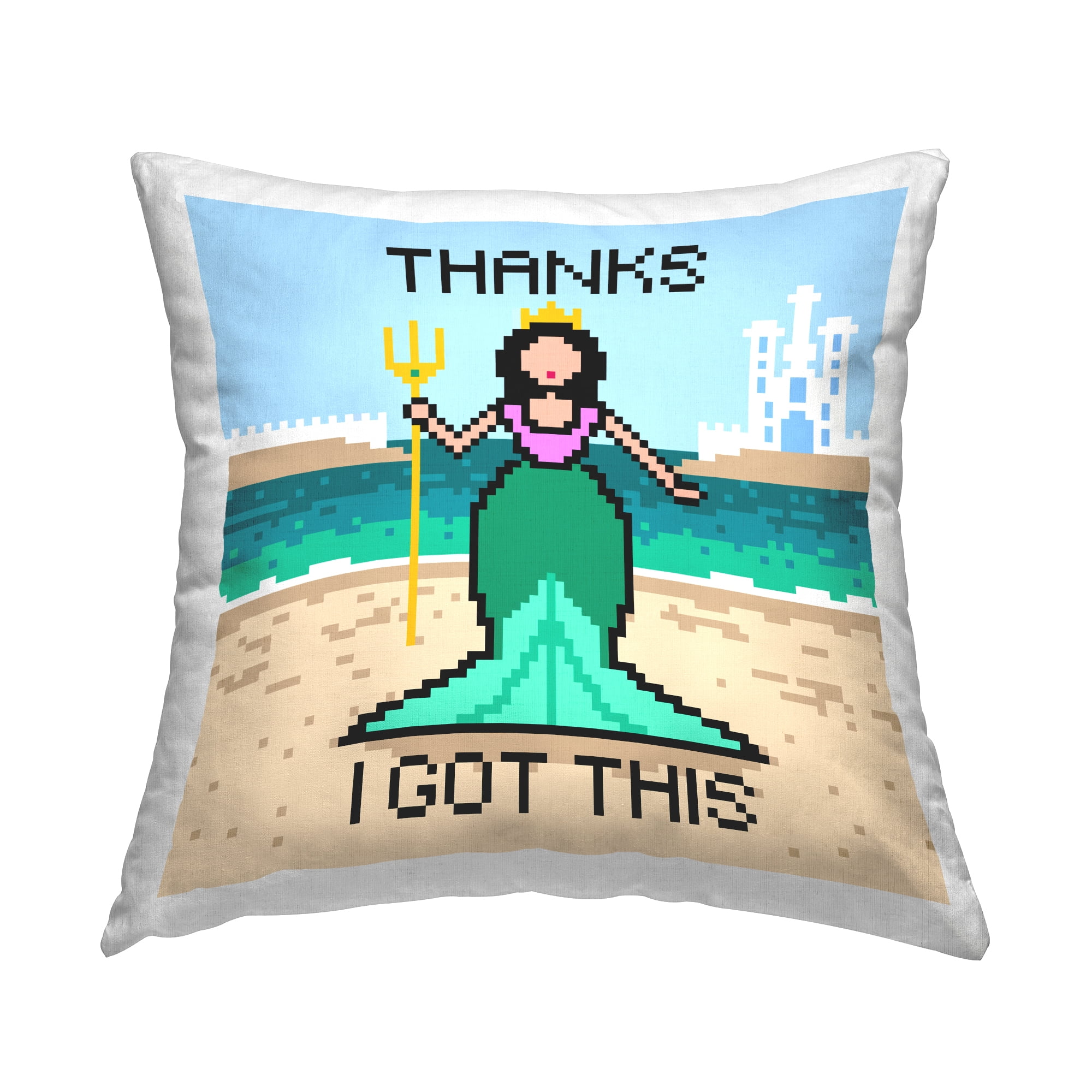 Stupell Industries I Got This Pixel Mermaid Decorative Printed Throw Pillow Design by Grace Popp .