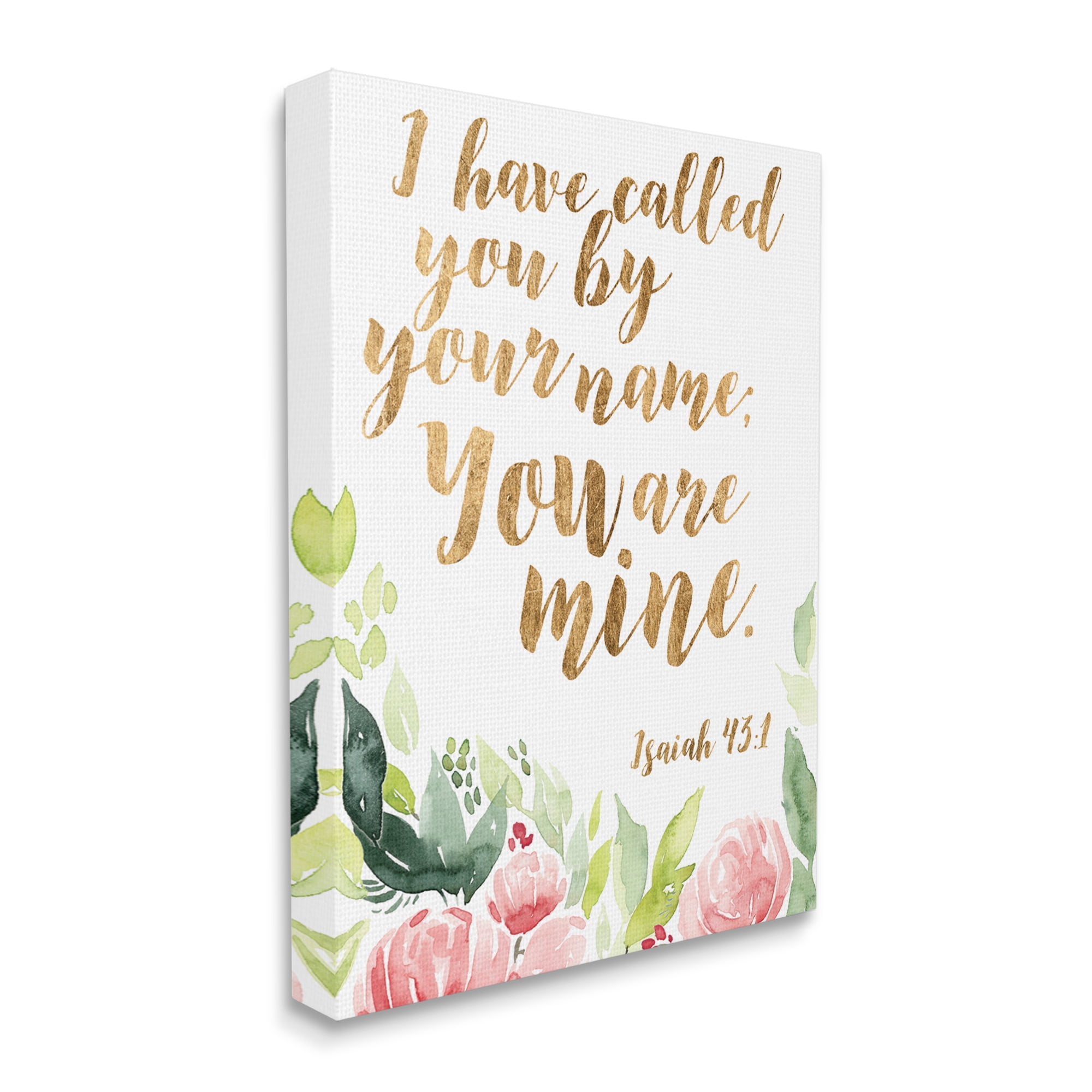 Stupell Industries I Have Called You Spiritual Isaiah 43:1 Fresh Pink Florals, 36 x 48, Designed by Studio W
