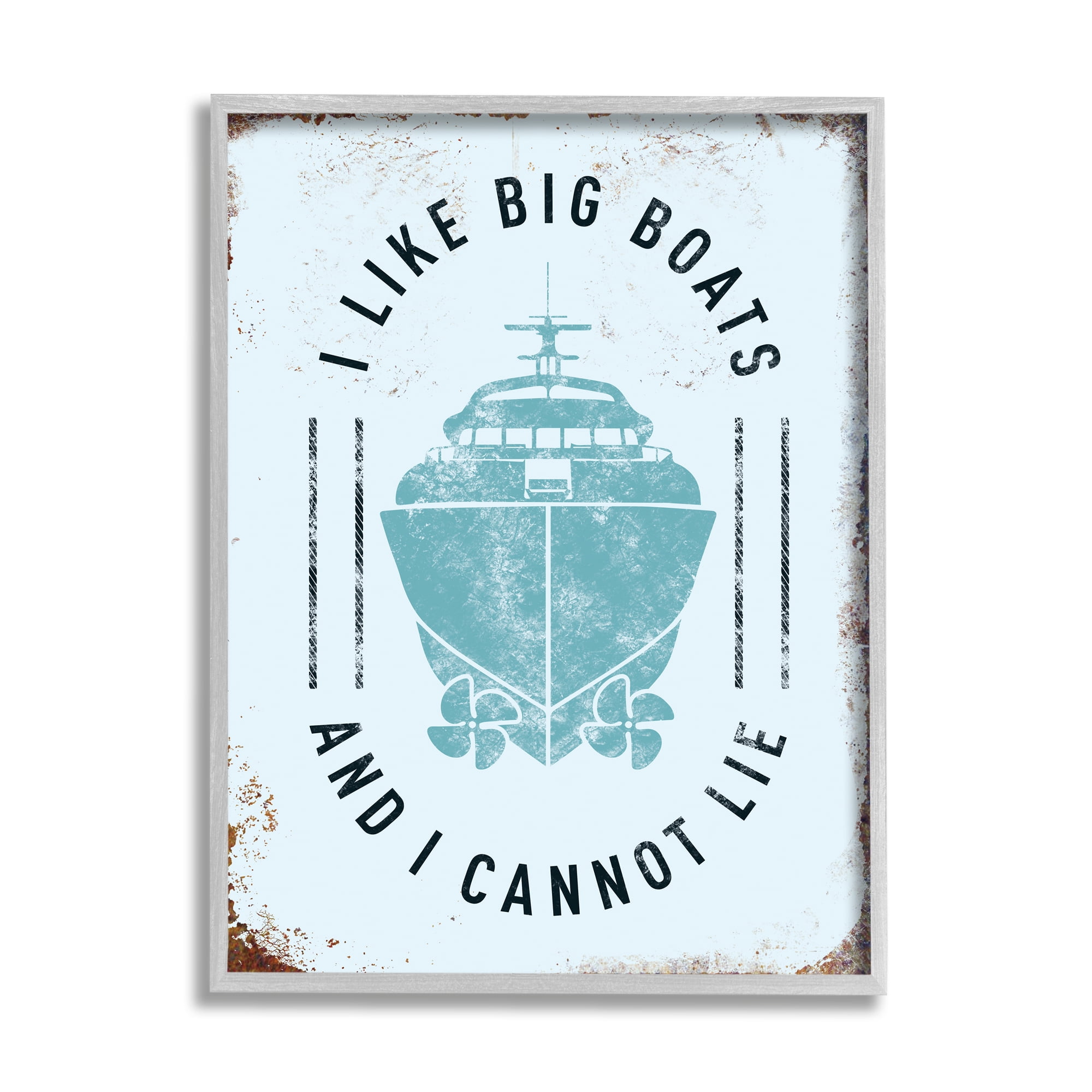 Stupell Industries I Like Big Boats Funny Ocean Beach Typography, 11 x 14,Design by JJ Brando