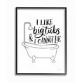 thumbnail image 1 of Stupell Industries I Like Big Tubs Bathroom Joke Black White Word Parody Framed Wall Art Design by Becky Thorns, 16" x 20", Black Framed, 1 of 7