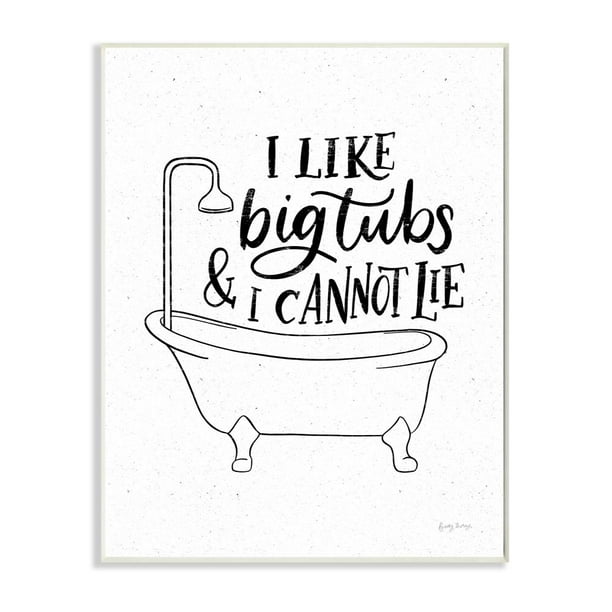 Stupell Industries I Like Big Tubs Bathroom Joke Black White Word