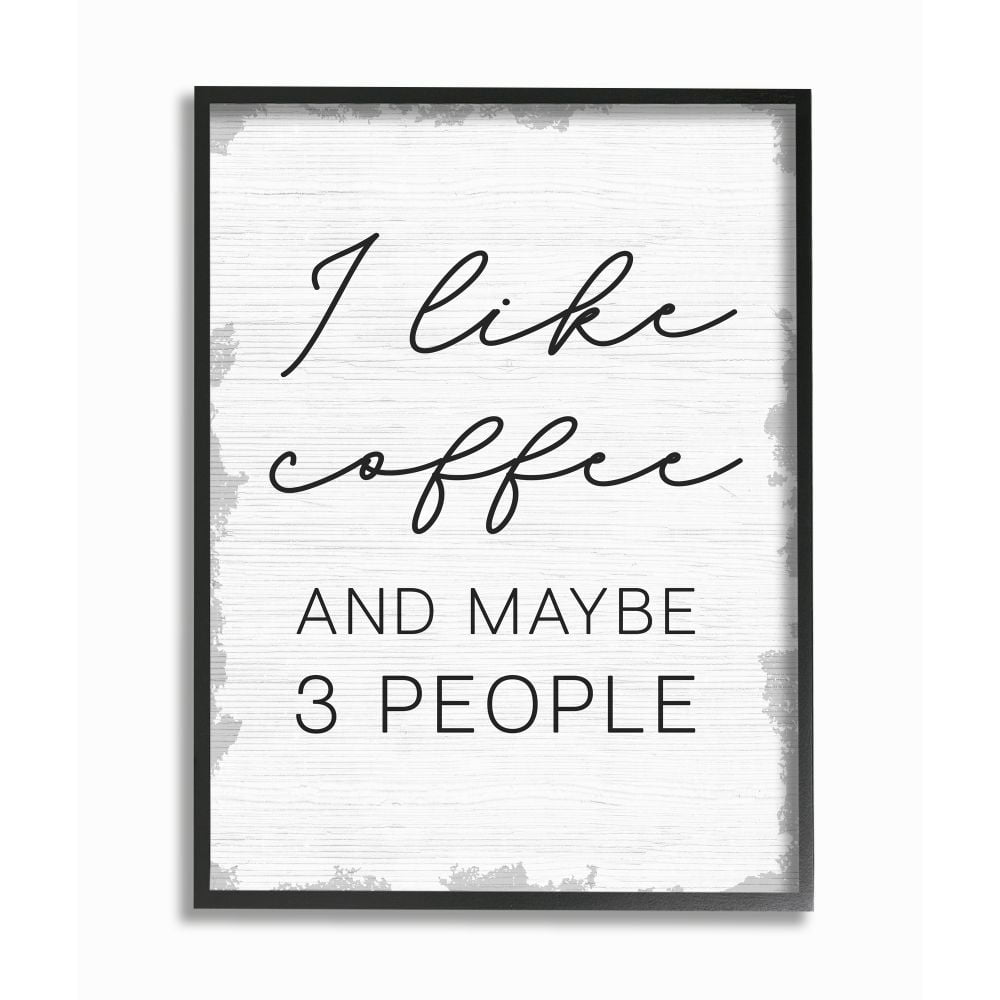 Stupell Industries I Like Coffee and Three People Quote Introvert Humor Framed Wall Art Design by Daphne Polselli