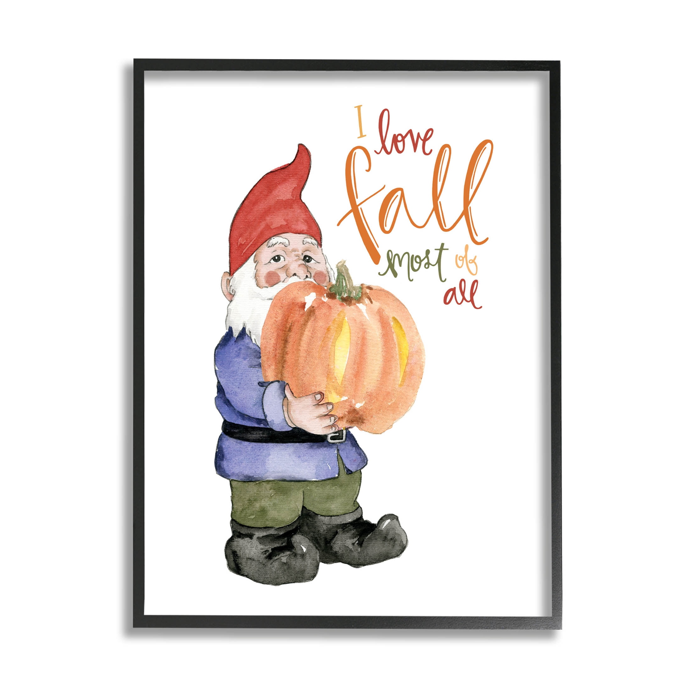 Stupell Industries I Love Fall Most Of All Gnome Graphic Art Black Framed Art Print Wall Art, Design by Dogwood Portfolio