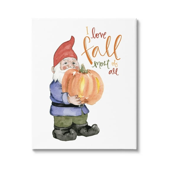 Stupell Industries I Love Fall Most Of All Gnome Graphic Art Gallery Wrapped Canvas Print Wall Art, Design by Dogwood Portfolio