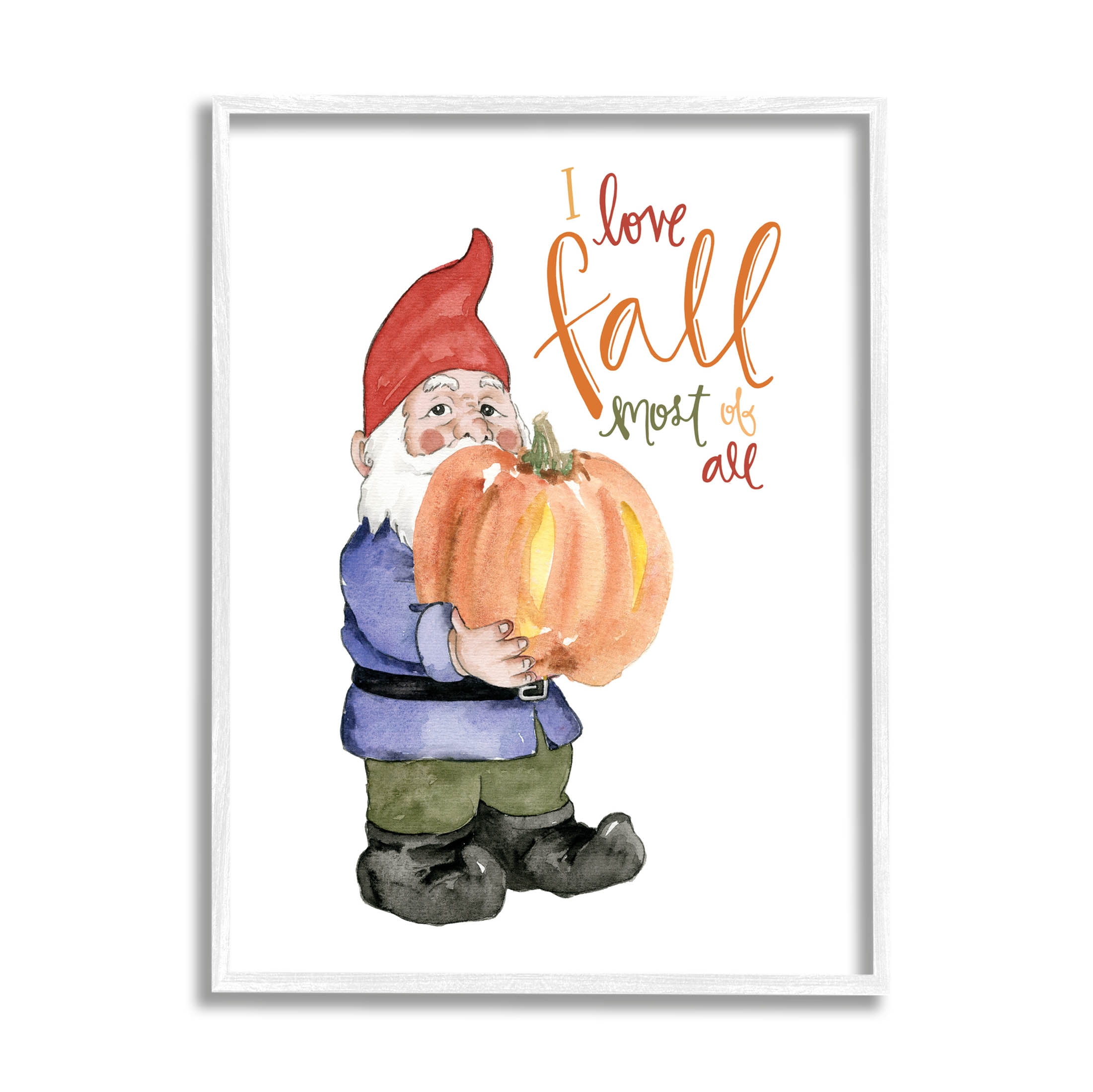 Stupell Industries I Love Fall Most Of All Gnome Graphic Art White Framed Art Print Wall Art, Design by Dogwood Portfolio