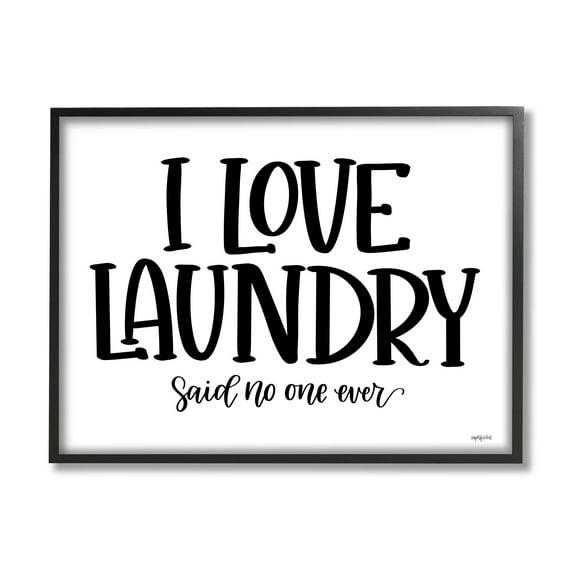 Stupell Industries I Love Laundry Casual Humor Typography Phrase Graphic Art Black Framed Art Print Wall Art, Design by Imperfect Dust