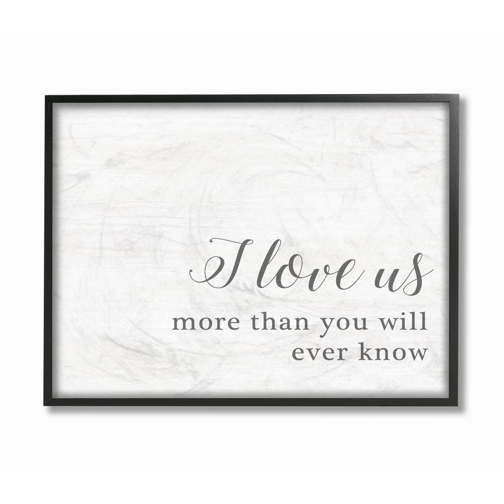 Stupell Industries I Love Us Family Home Inspirational Word Black And White Design Framed Giclee Texturized Art by Anna Quach