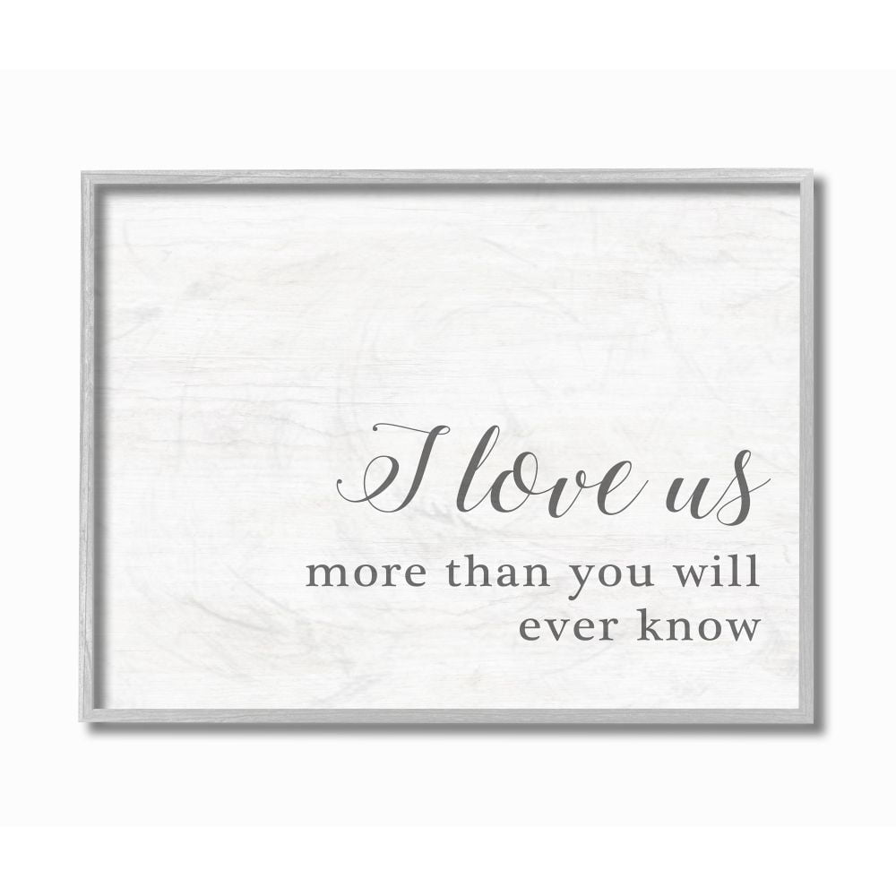 Stupell Industries I Love Us Family Home Inspirational Word Black And White Design Gray Farmhouse Rustic Framed Giclee Texturized Art by Anna Quach