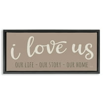 Stupell Industries I Love Us Romantic Typography Painting Black Floater Framed Art Print Wall Art, 25 x 11