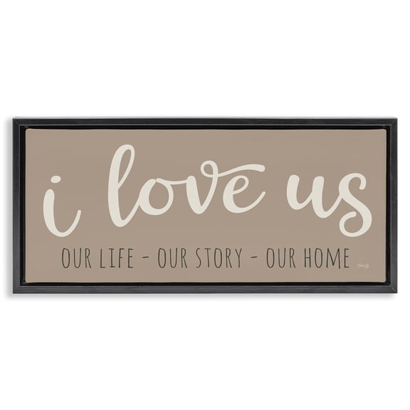 Stupell Industries Contemporary I Love Us Romantic Black Floating Frame Canvas Art, 31 x 14, by Marla Rae