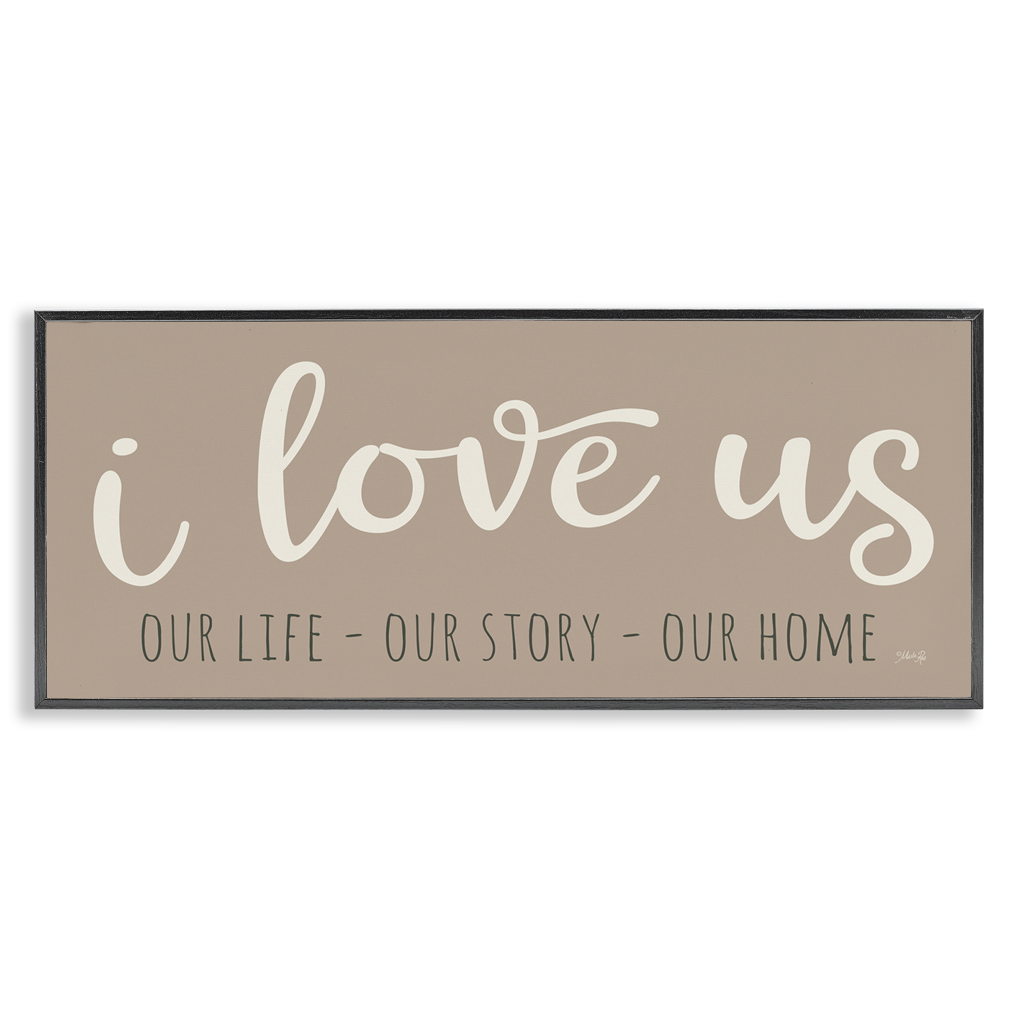 Stupell Industries I Love Us Romantic Typography Painting Black Framed Art Print Wall Art, 24 x 10