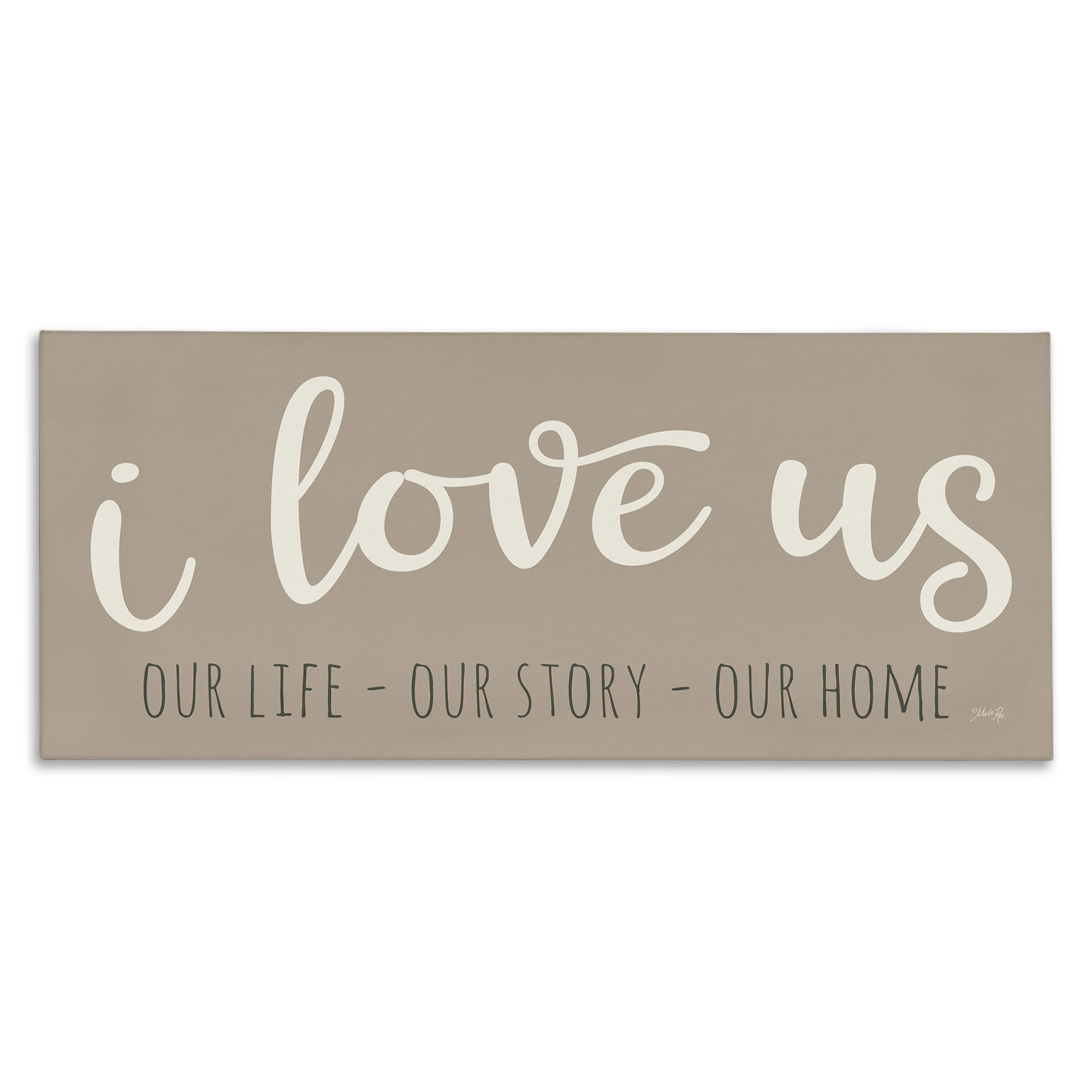 Stupell Industries I Love Us Romantic Typography Painting Gallery Wrapped Canvas Art Print Wall Art, 24 x 10