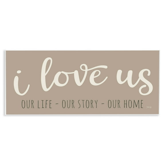 Stupell Industries I Love Us Romantic Typography Painting Unframed Art Print Wall Art, 17 x 7