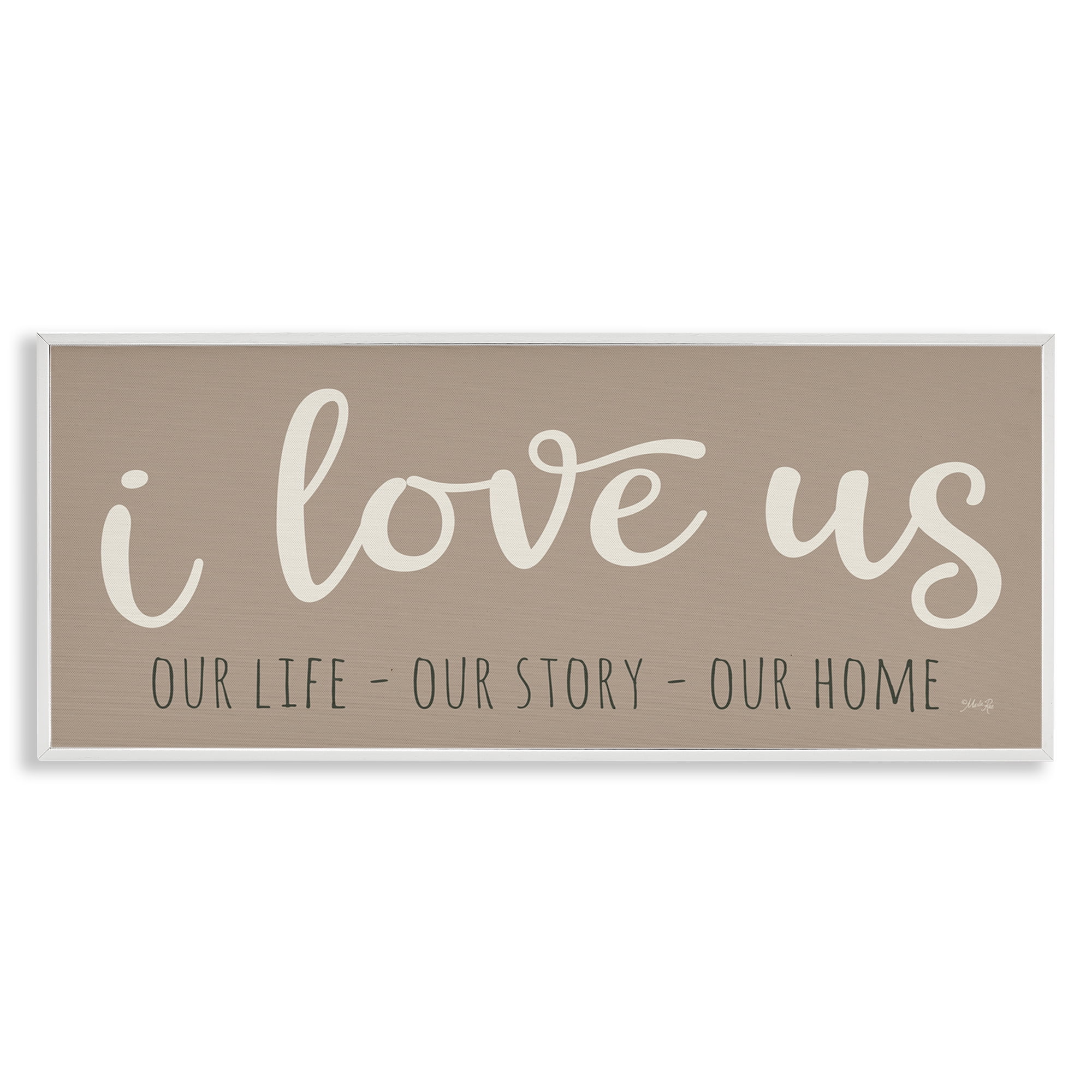 Stupell Industries I Love Us Romantic Typography Painting White Framed Art Print Wall Art, 30 x 13