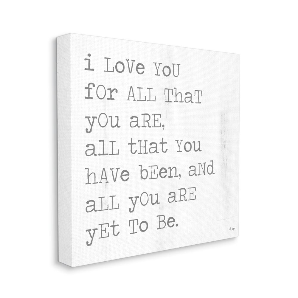 Inspirational Love Quote Canvas Wall Art in White and Gray, 36" x 36"