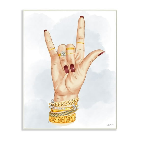Stupell Industries I Love You Hand Pose with Elegant Accessories Designed by Ziwei Li