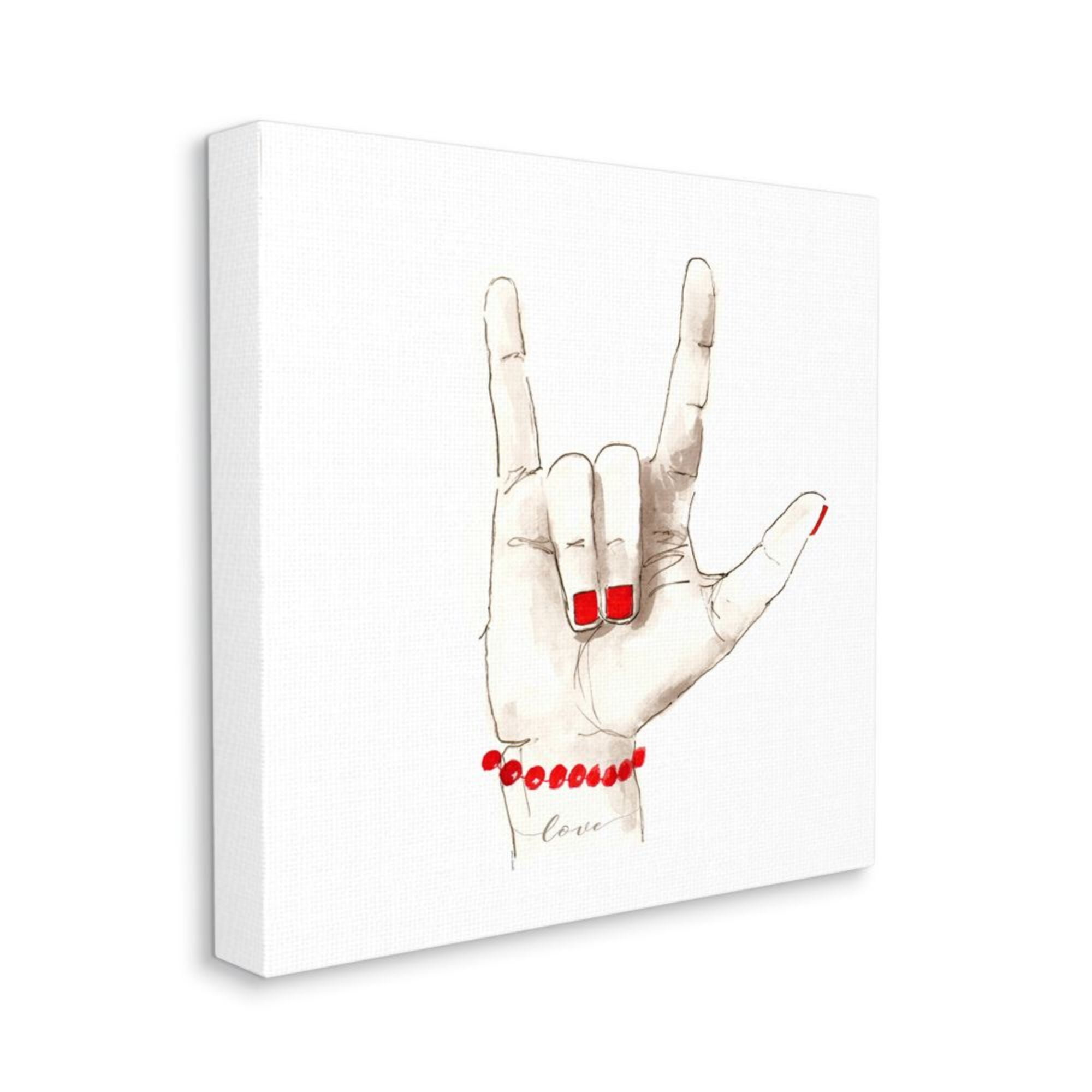 Stupell Industries I Love You Sign Language Gesture Red Accents Design by Lanie Loreth, 36" x 36"