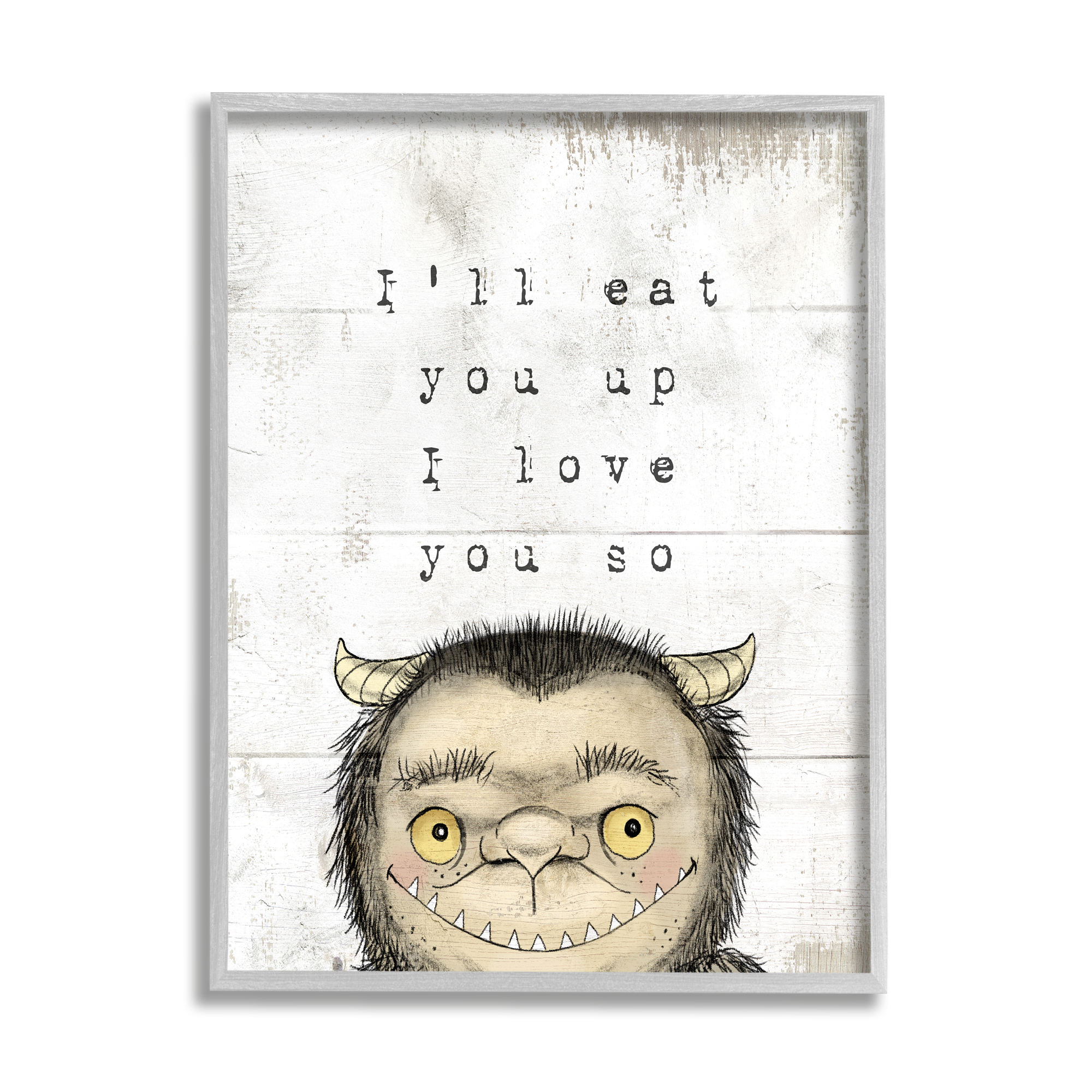 Stupell Industries I Love You So Phrase Mythical Forest Monster Literature & Film Painting Gray Framed Art Print Wall Art, 24 x 30