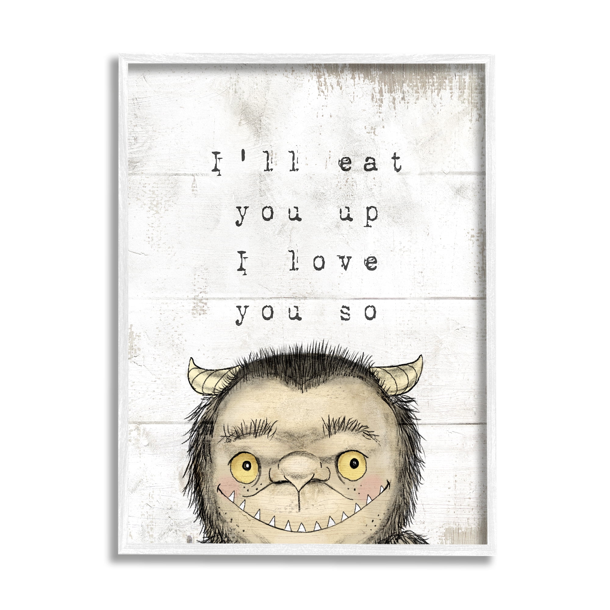 Stupell Industries I Love You So Phrase Mythical Forest Monster Literature & Film Painting White Framed Art Print Wall Art, 11 x 14