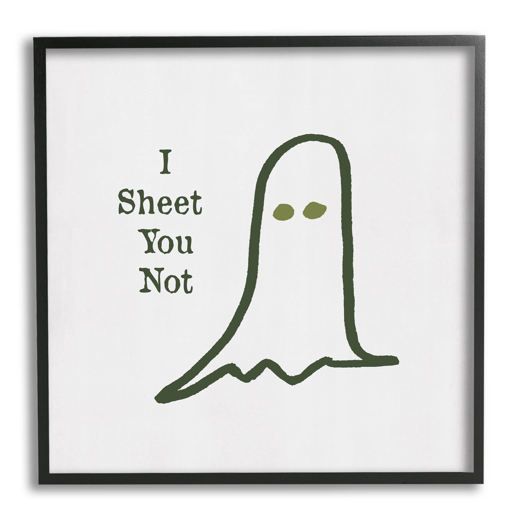 Stupell Industries I Sheet You Not Ghost Graphic Art Black Framed Art Print Wall Art, Design by Lauren Rader