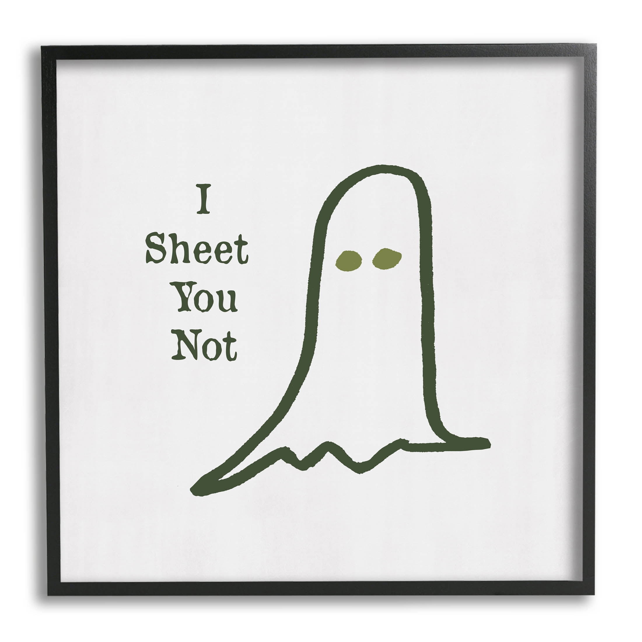 Stupell Industries I Sheet You Not Ghost Graphic Art Black Framed Art Print Wall Art, Design by Lauren Rader