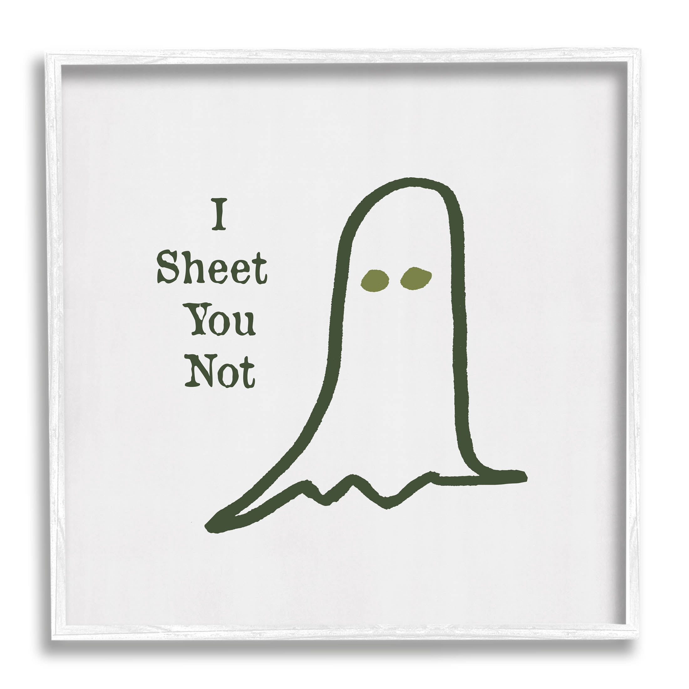 Stupell Industries I Sheet You Not Ghost Graphic Art White Framed Art Print Wall Art, Design by Lauren Rader