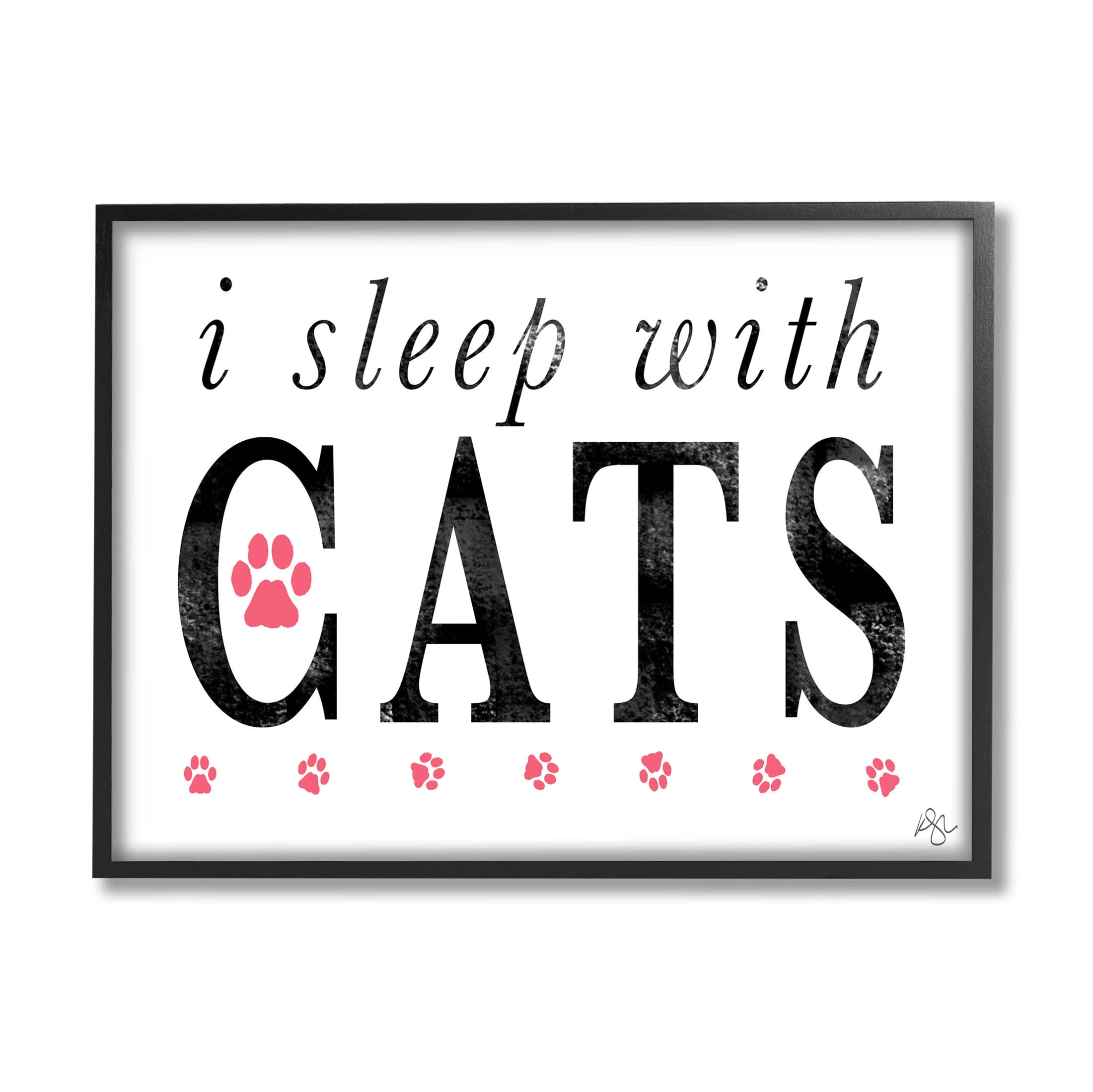 Stupell Industries I Sleep With Cats Pets Phrase Graphic Art Black Framed Art Print Wall Art, Design by K. Kaufman