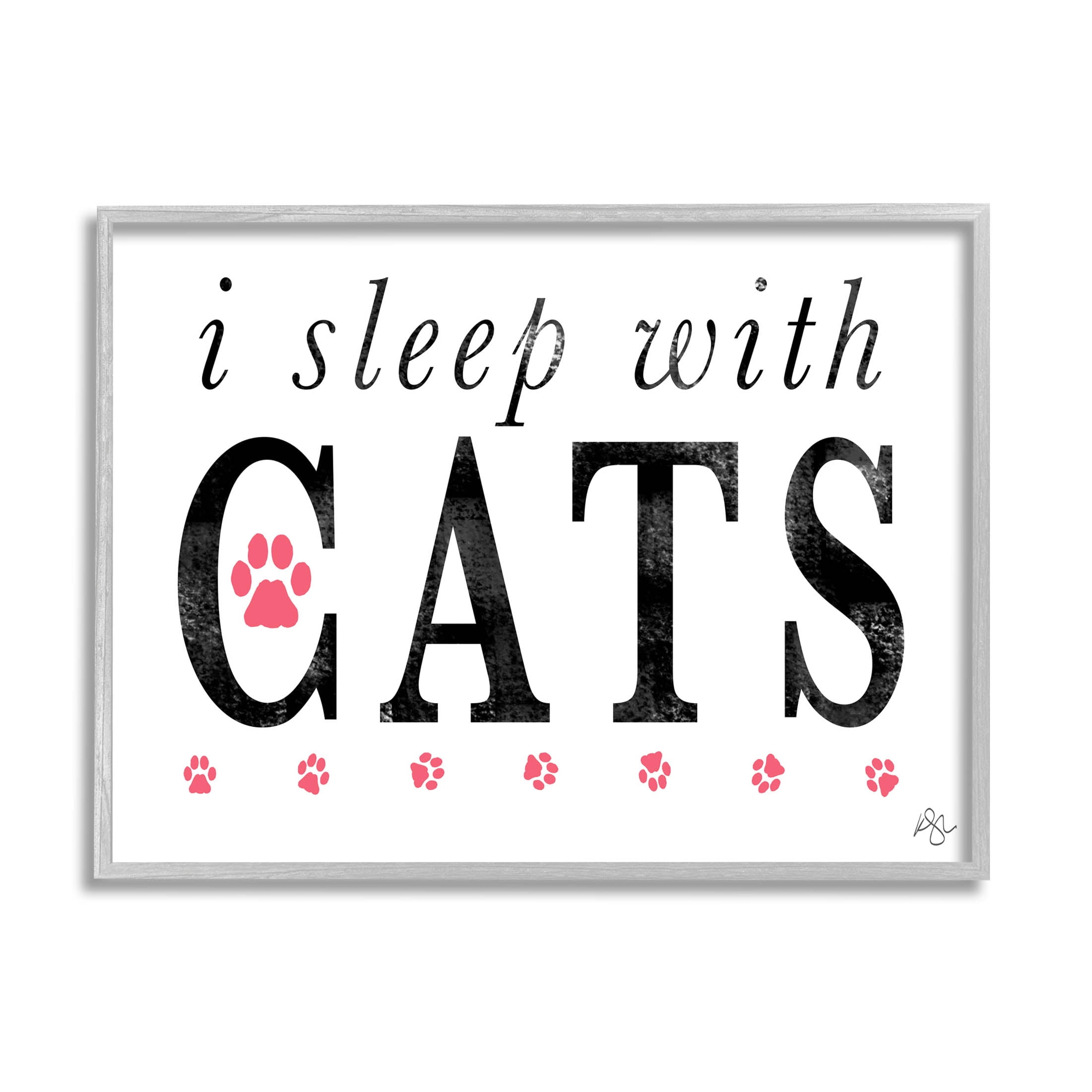 Stupell Industries I Sleep With Cats Pets Phrase Graphic Art Gray Framed Art Print Wall Art, Design by K. Kaufman