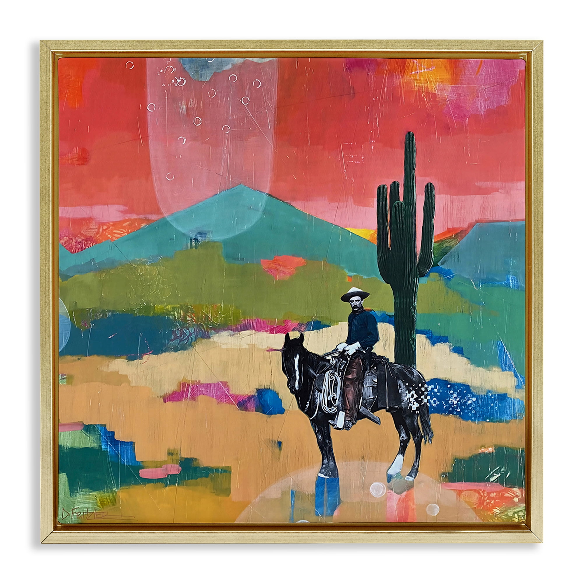 Stupell Industries I Used To Be A Cowboy Gold Framed Floater Canvas Wall Art, design by Dianna Fritzler