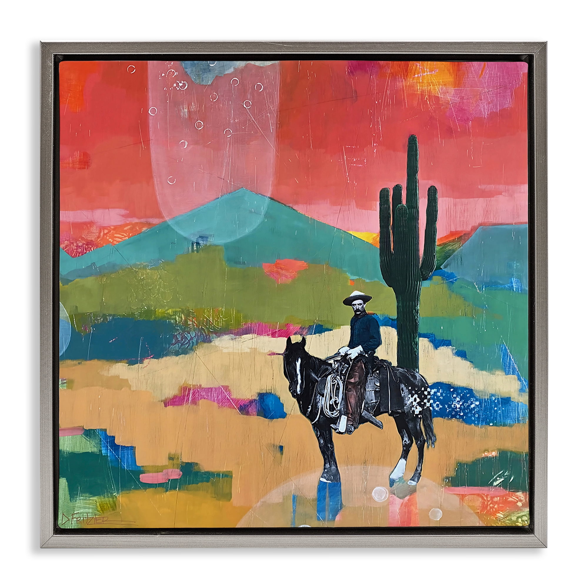 Stupell Industries I Used To Be A Cowboy Gray Framed Floater Canvas Wall Art, design by Dianna Fritzler