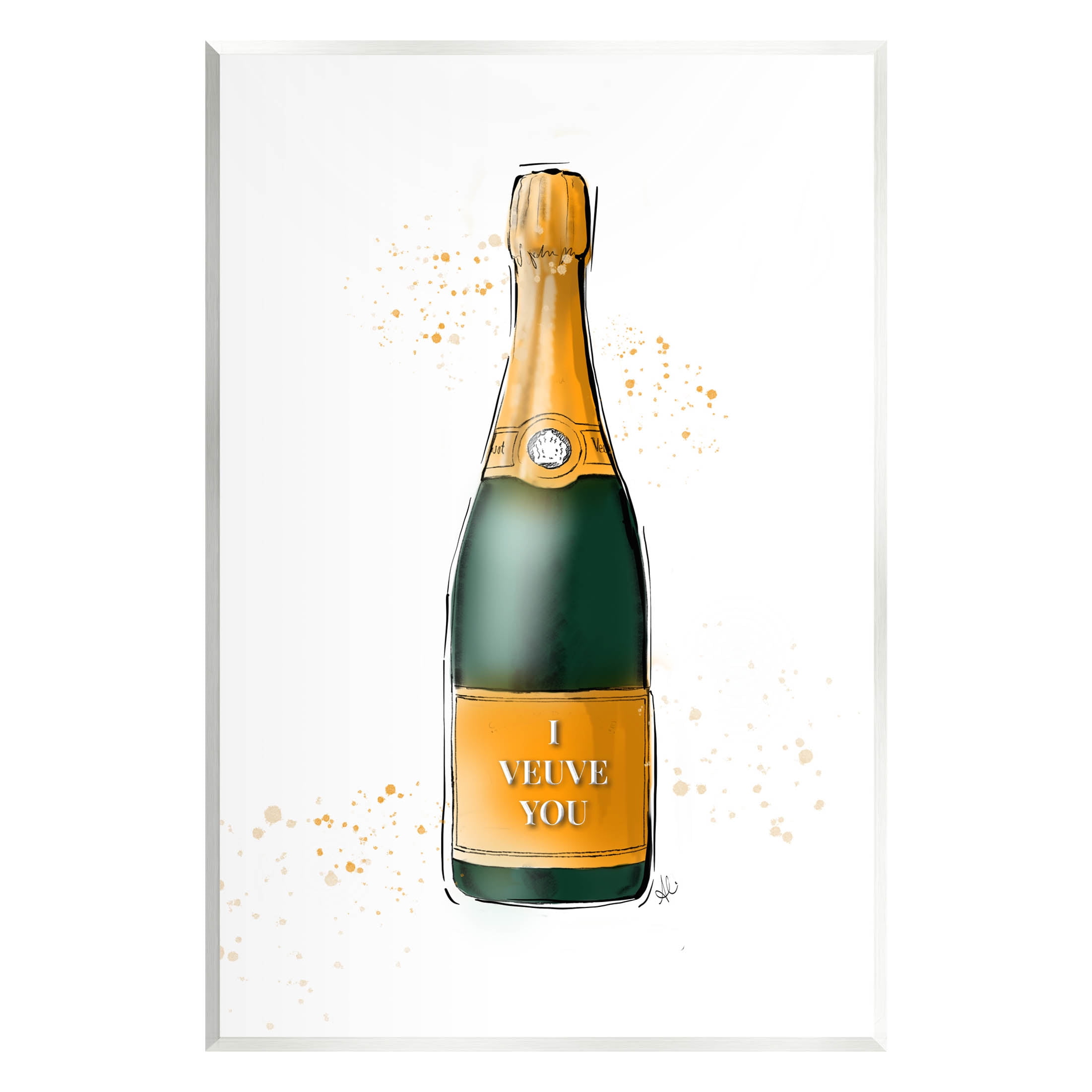 Glamorous Champagne Bottle Graphic Art Print on MDF Wood