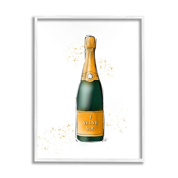 Stupell Industries I Veuve You Champagne Bottle Graphic Art White Framed Art Print Wall Art, Design by Alison Petrie