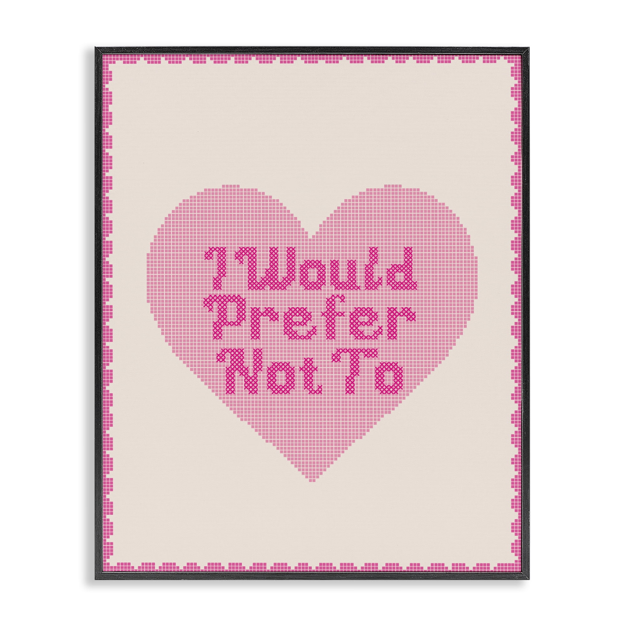 Stupell Industries I Would Prefer Not To Pink Heart Black Framed Giclee Art, design by Lil' Rue