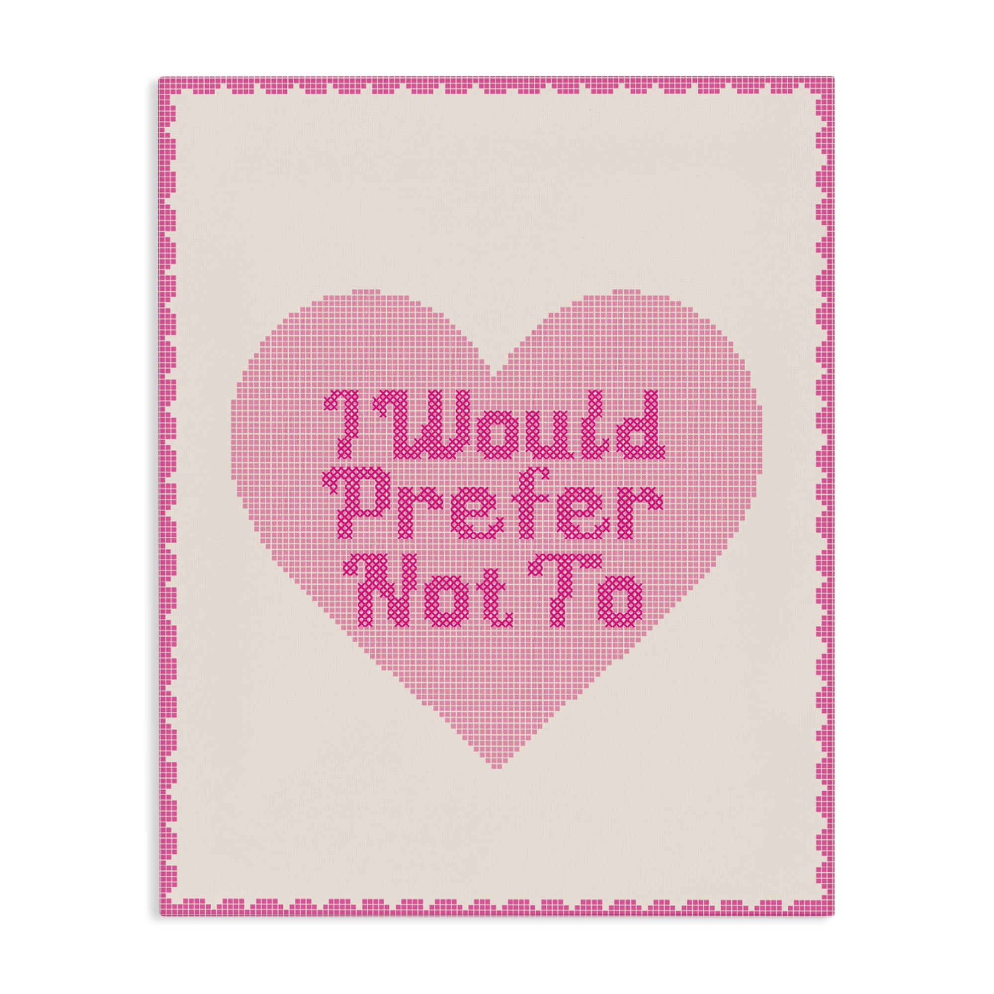 Stupell Industries I Would Prefer Not To Pink Heart Canvas Wall Art, design by Lil' Rue