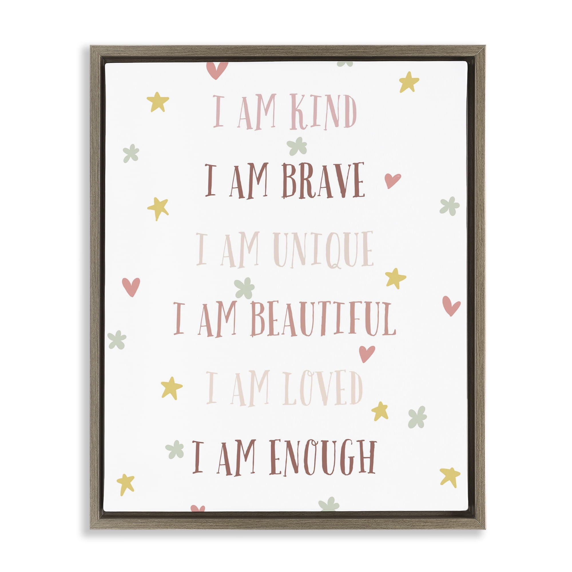 Stupell Industries I am Empowerment Quotes Brown Framed Floater Canvas Wall Art, design by Katie Griggs