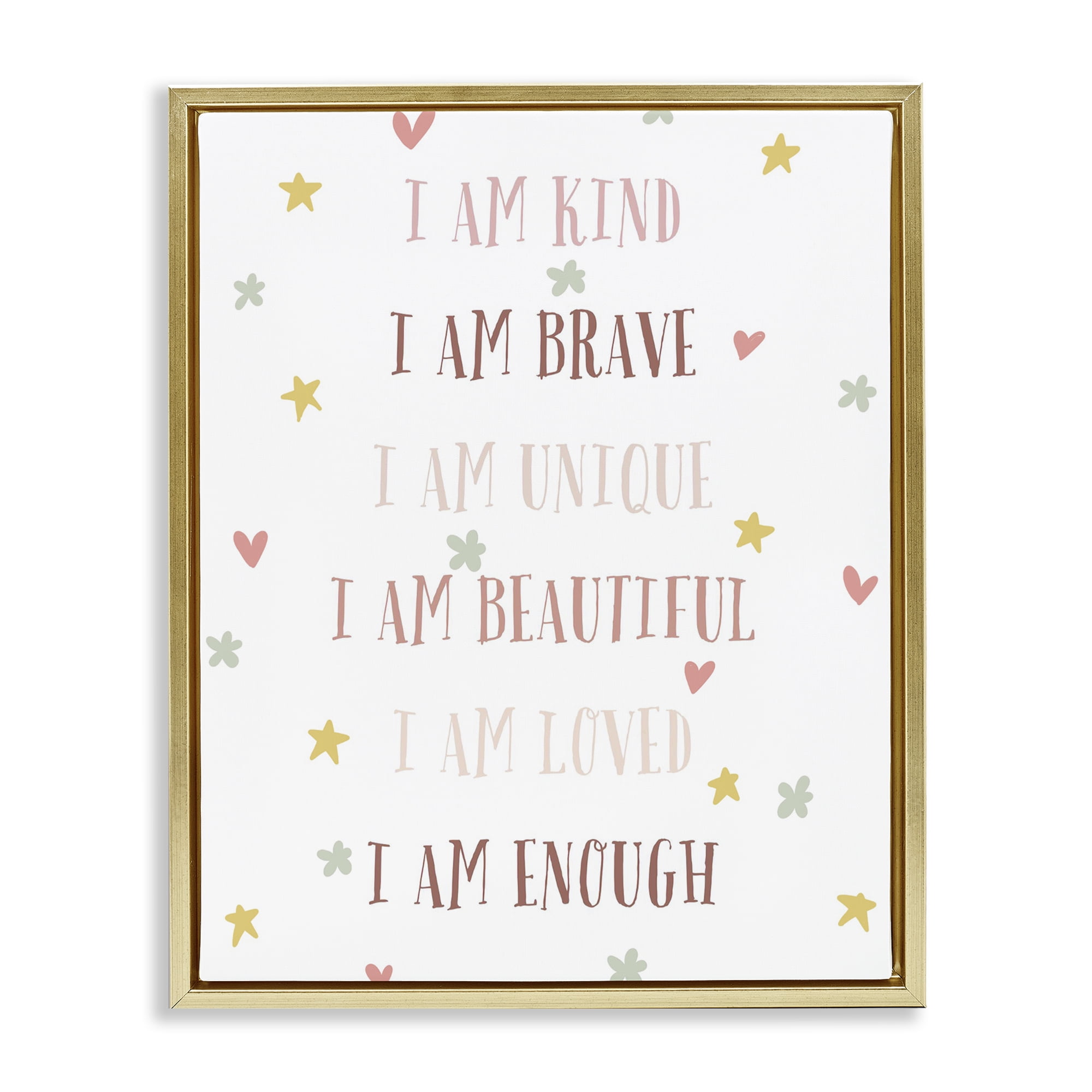 Stupell Industries I am Empowerment Quotes Gold Framed Floater Canvas Wall Art, design by Katie Griggs