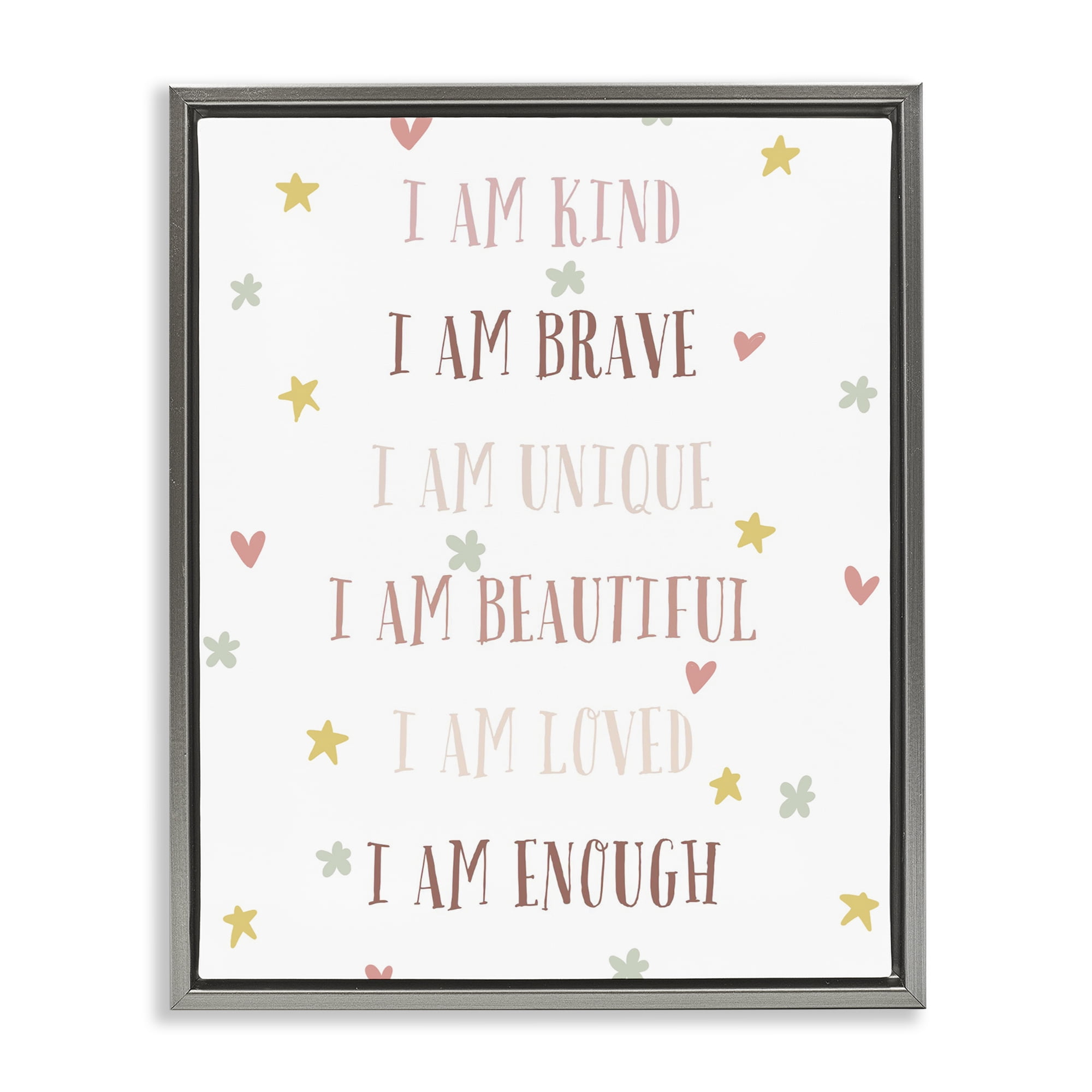 Stupell Industries I am Empowerment Quotes Gray Framed Floater Canvas Wall Art, design by Katie Griggs