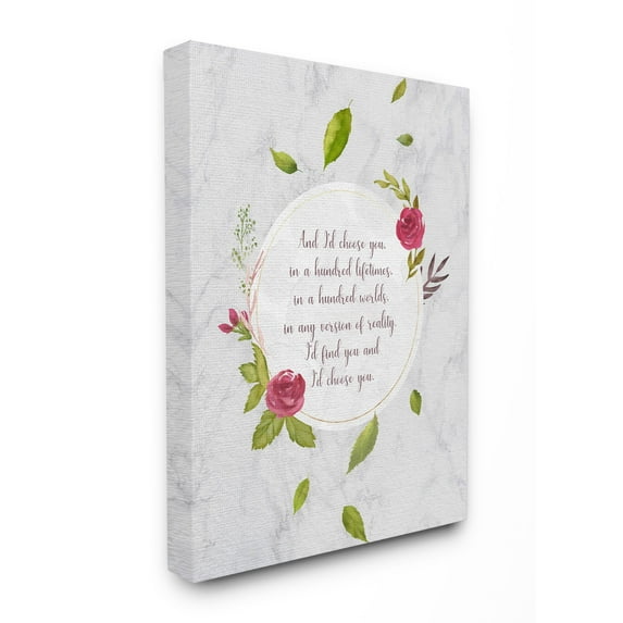 Stupell Industries I'd Choose You Pink Green Watercolor Inspirational Word Design Canvas Wall Art by Ziwei Li