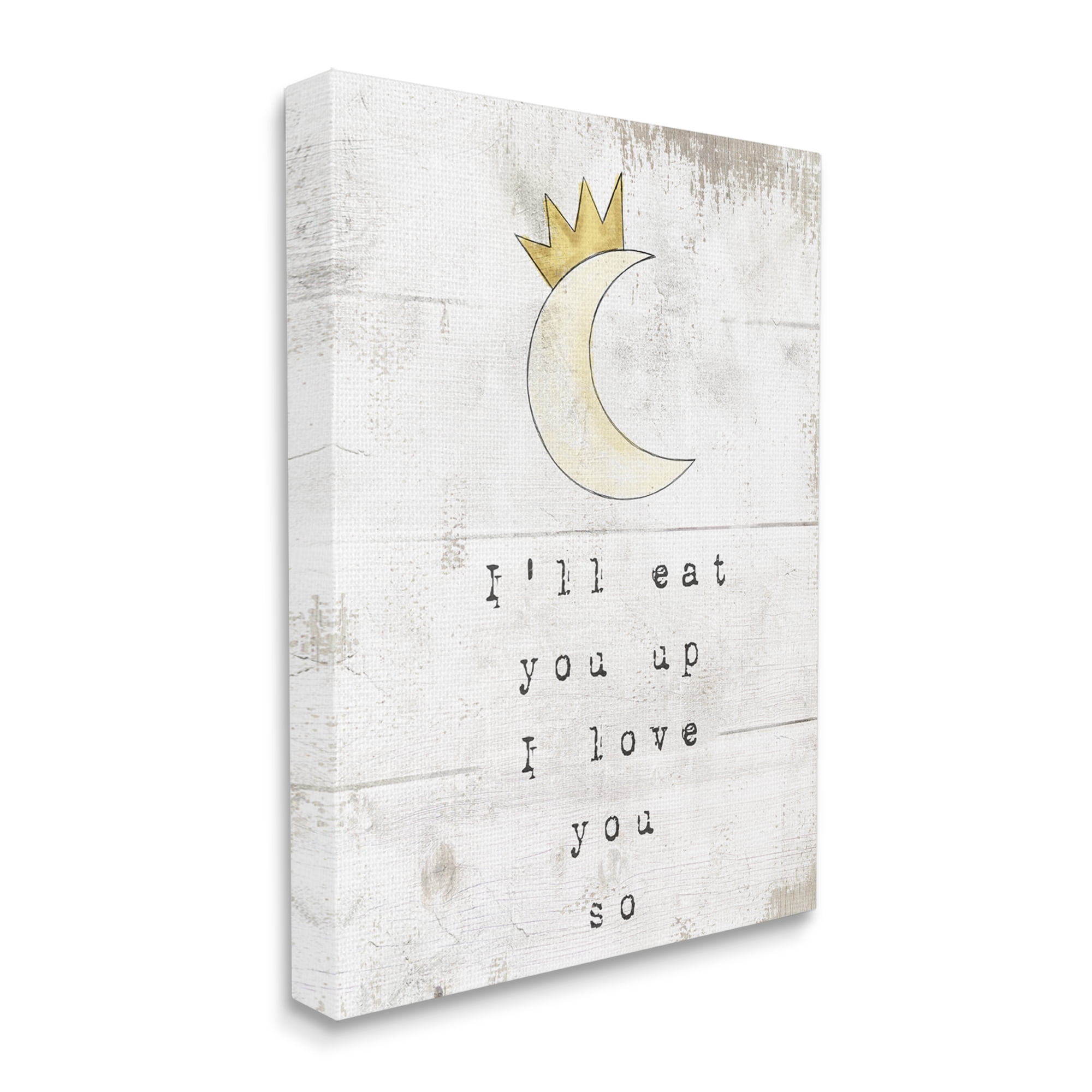 Stupell Industries I'll Eat You Up Phrase Crescent Moon with Crown Literature & Film Painting Gallery Wrapped Canvas Print Wall Art, 24 x 30
