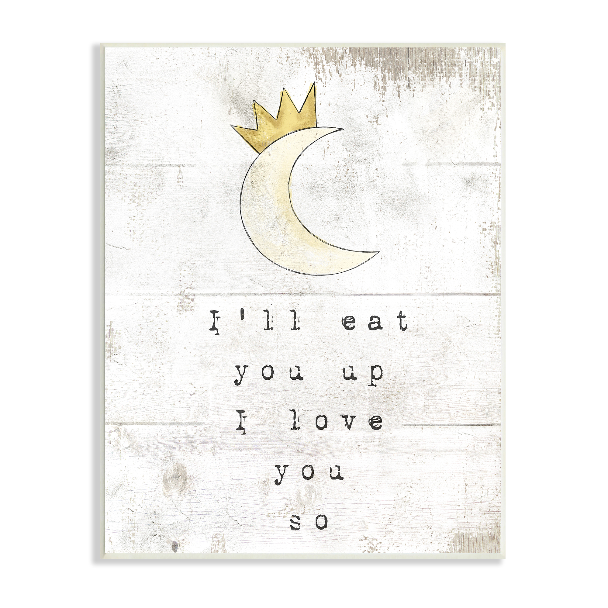 Stupell Industries I'll Eat You Up Phrase Crescent Moon with Crown Literature & Film Painting Unframed Art Print Wall Art, 13 x 19