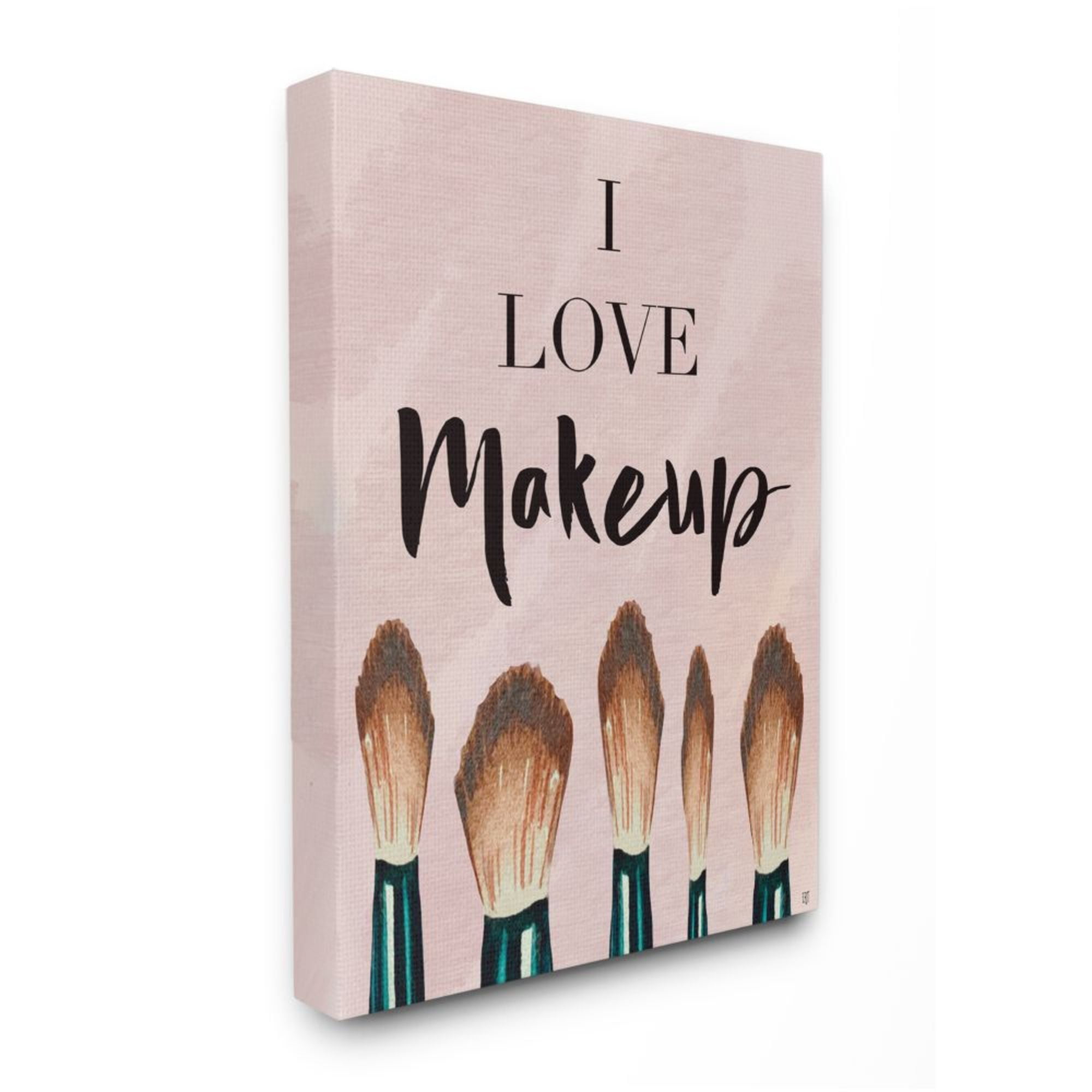 Stupell Industries I love Makeup Text Pink Fashion Cosmetic Brushes Design by Elizabeth Tyndall, 30" x 40"