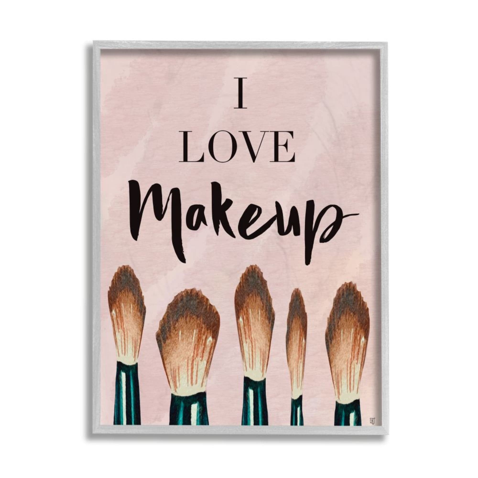 Stupell Industries I love Makeup Text Pink Fashion Cosmetic Brushes Design by Elizabeth Tyndall