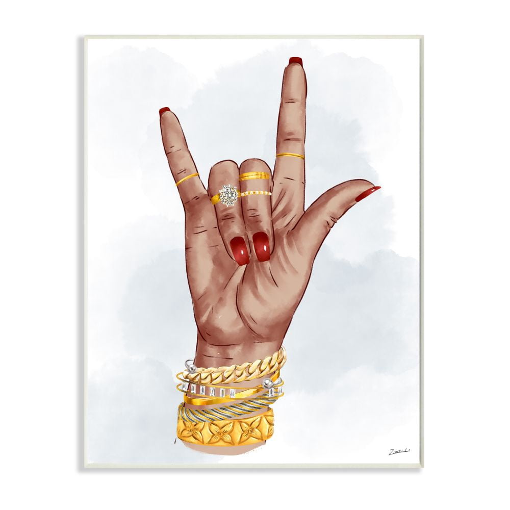 Stupell Industries I love You Hand Pose Fashion Inspired Accessories Designed by Ziwei Li