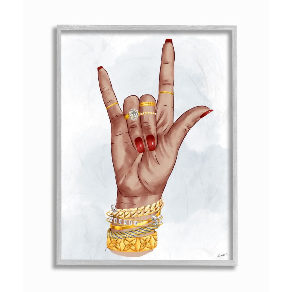 Stupell Industries I love You Hand Pose Fashion Inspired Accessories Designed by Ziwei Li