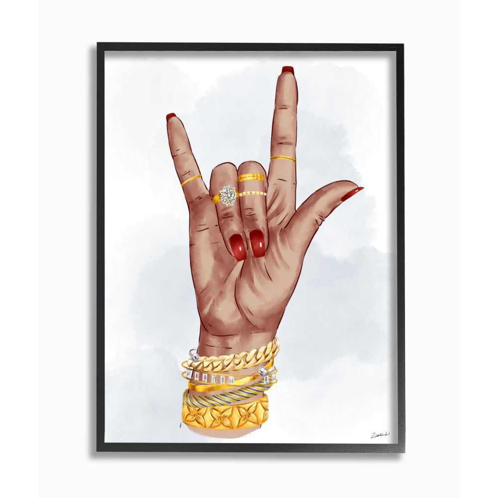 Stupell Industries I love You Hand Pose Fashion Inspired Accessories Designed by Ziwei Li