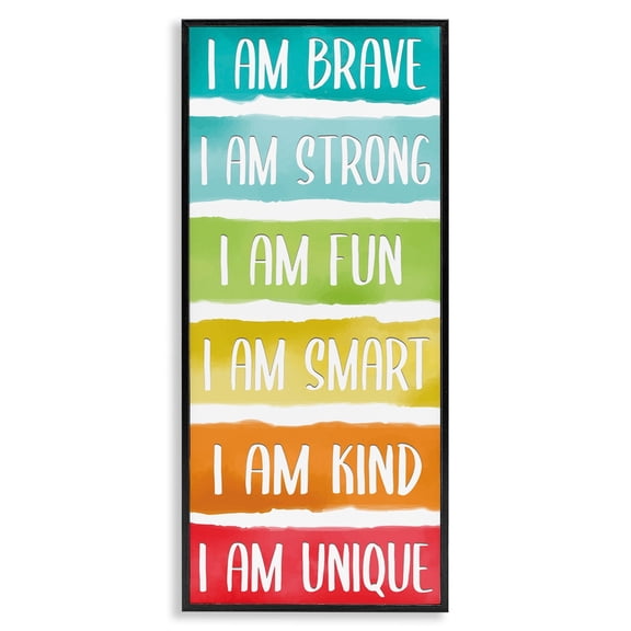 Stupell Industries I'm Brave Strong Fun Inspirational Phrases Rainbow Stripes, 13 x 30, Design by Kim Allen