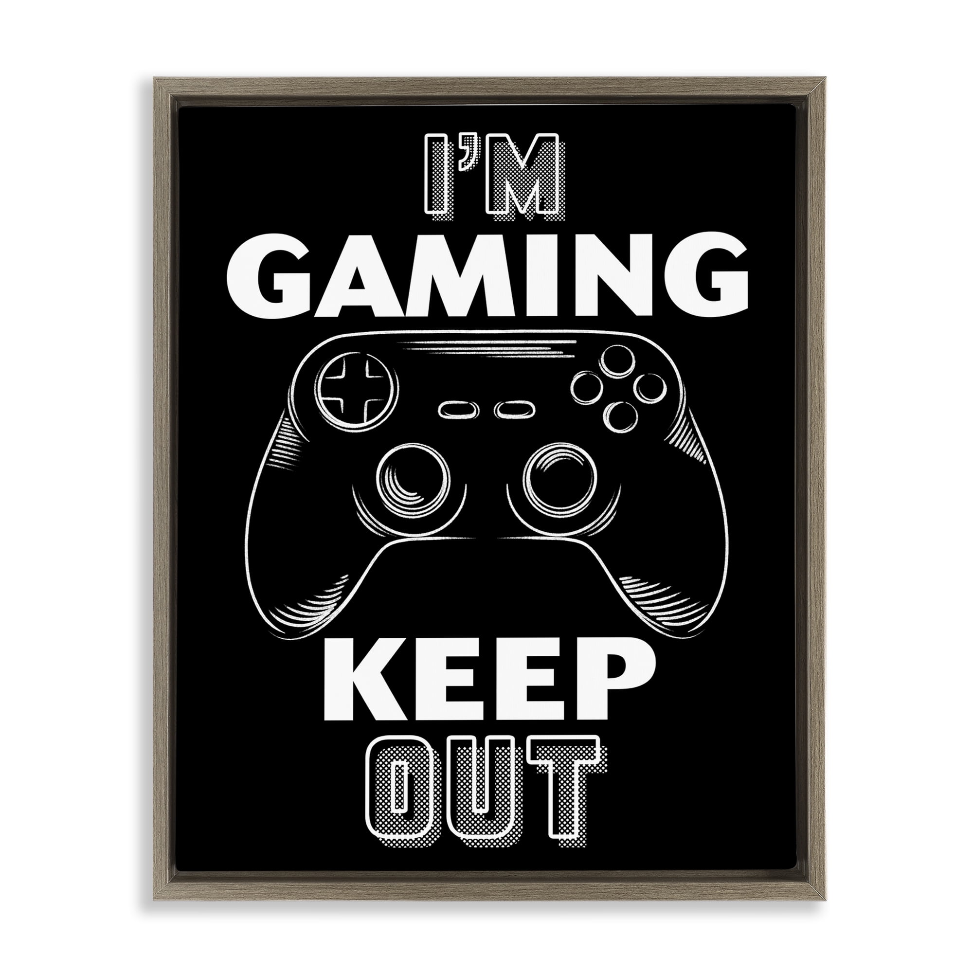 Stupell Industries I'm Gaming Keep Out Brown Framed Floater Canvas Wall Art, design by Marcus Prime
