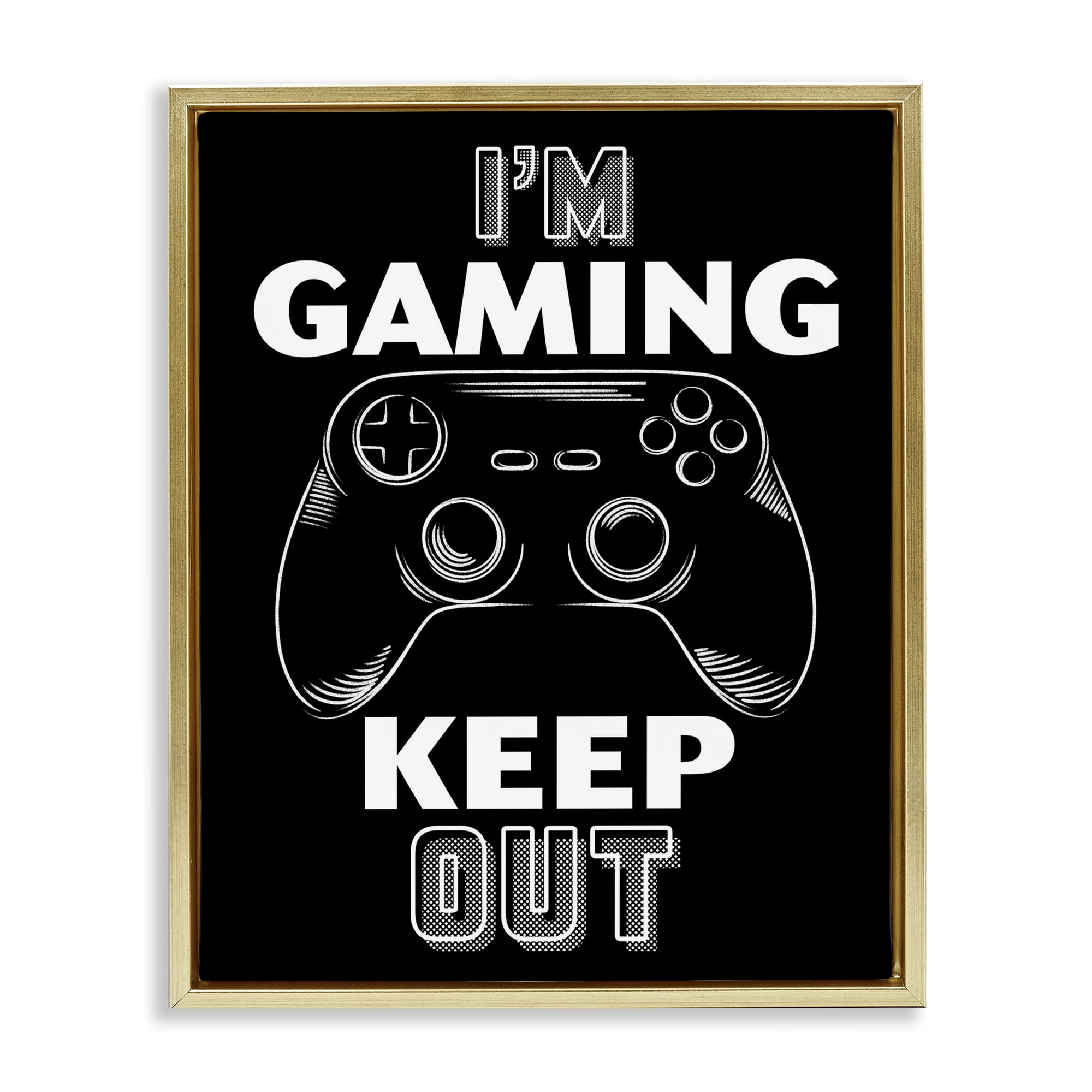 Stupell Industries I'm Gaming Keep Out Gold Framed Floater Canvas Wall Art, design by Marcus Prime